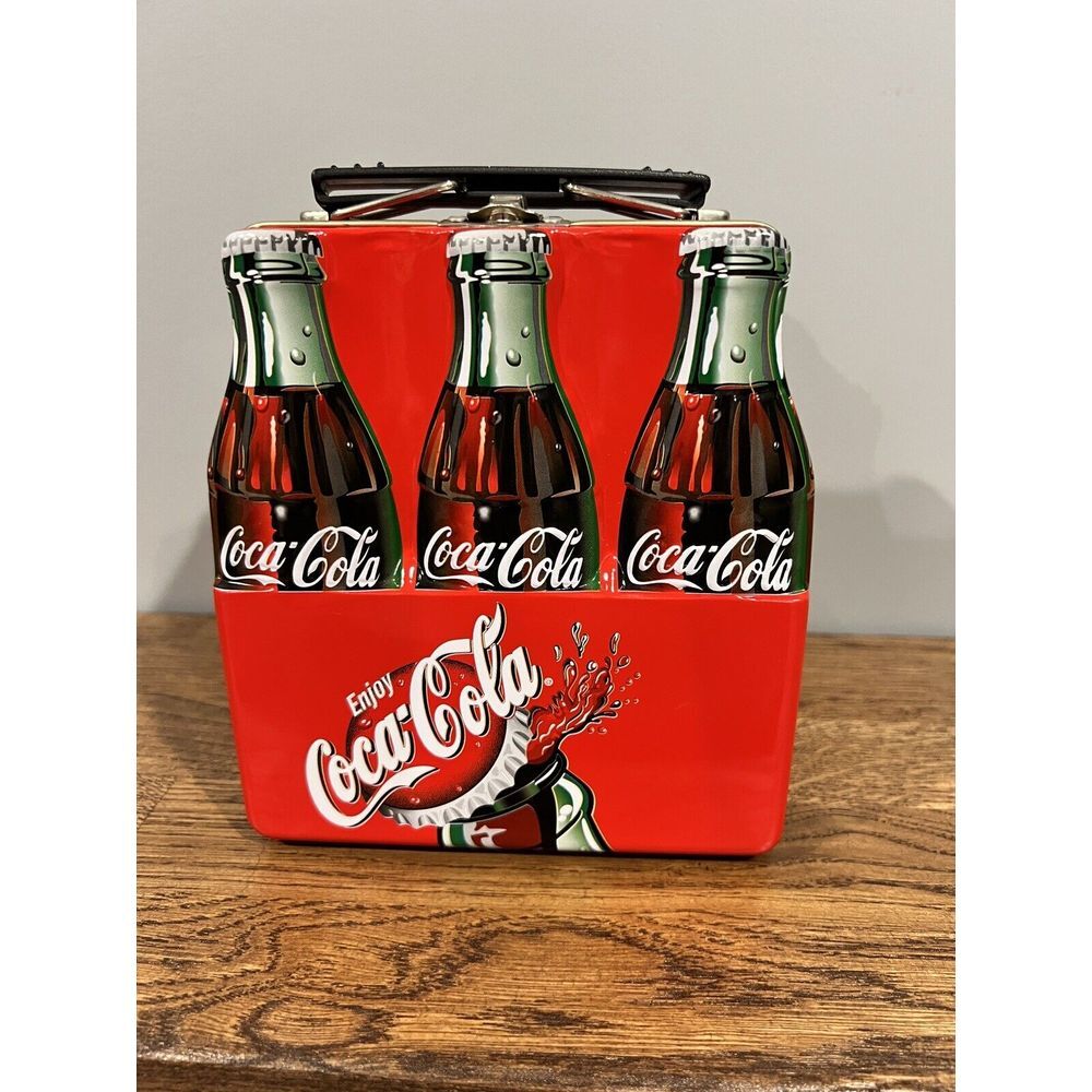 VINTAGE 2001 EMPTY COCA COLA ‎ "6 PACK" COLLECTOR'S TIN -MINI LUNCH BOX.